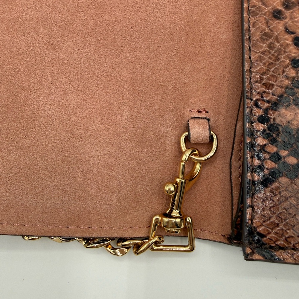 Ann Taylor Genuine Suede Snake Print Convertible Clutch Gold Chain - NWT - Picture 5 of 14